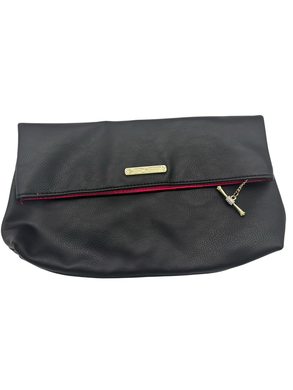 Juicy Couture Fold Over Zip Clutch Bag in Black